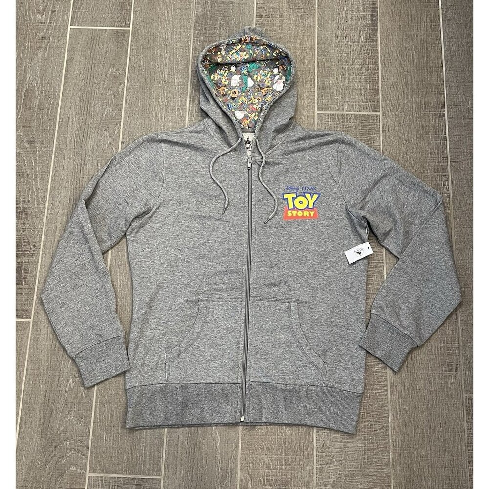 Disney Toy Story Hoodie Women’s Size Large Gray 100% Cotton Zip Pockets Pixar - Picture 1 of 13